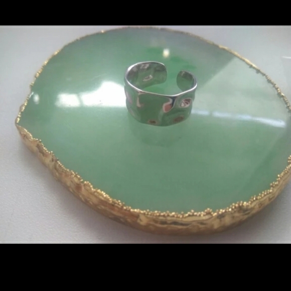 NEW 925 Sterling Silver Geometric Hammered Adjustable Band Ring - Picture 9 of 13